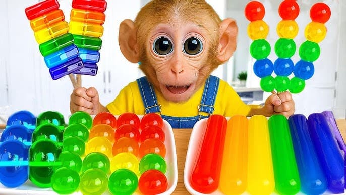 Monkey partying with ice creams