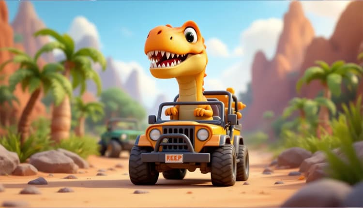 Dinosaur Island Escape with Toy Jeeps